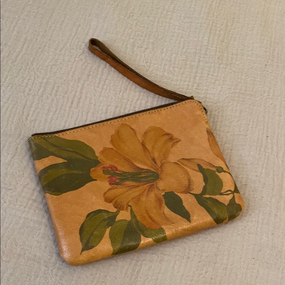 Patricia Nash Leather Floral Leather Wristlet